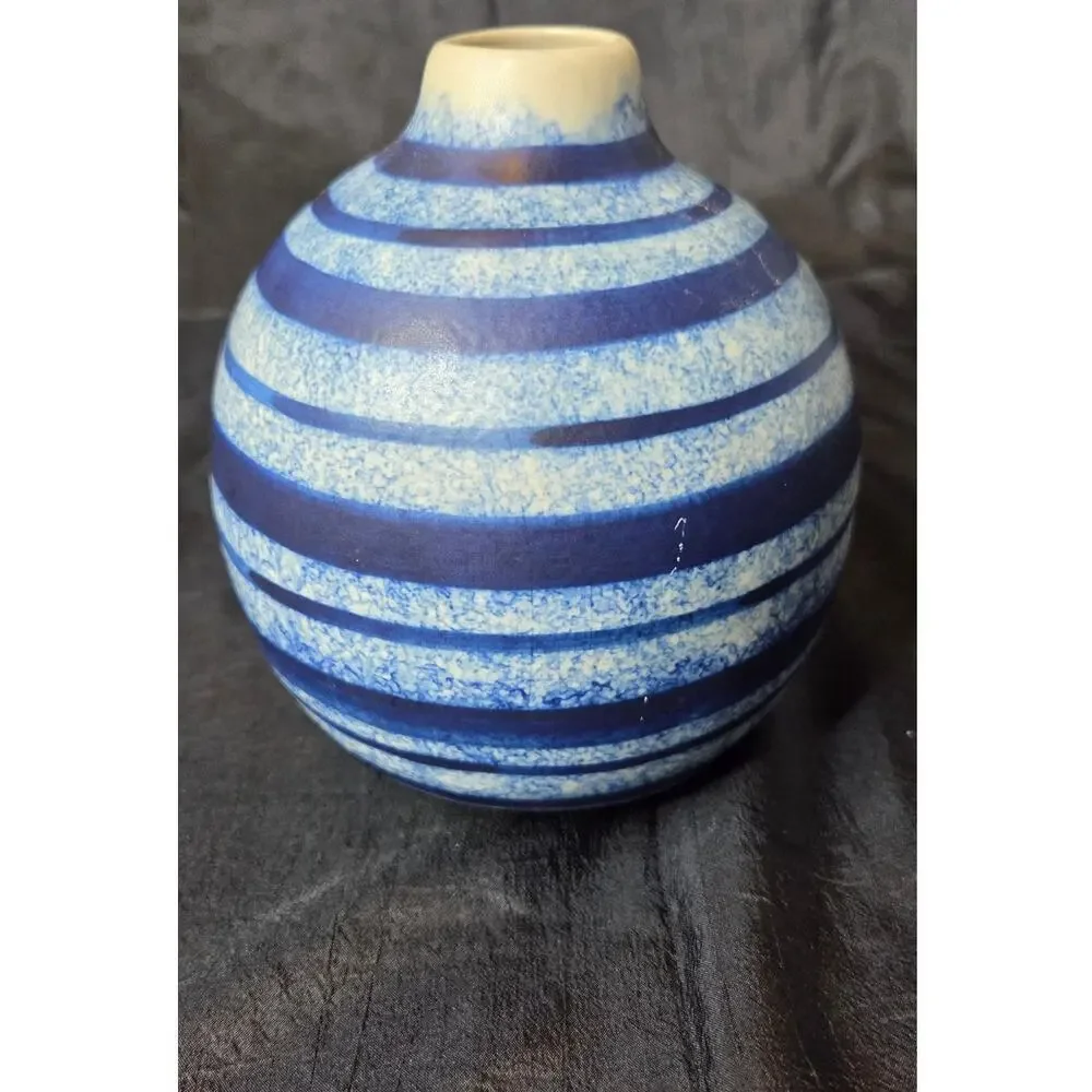 Blue Striped Round Vase